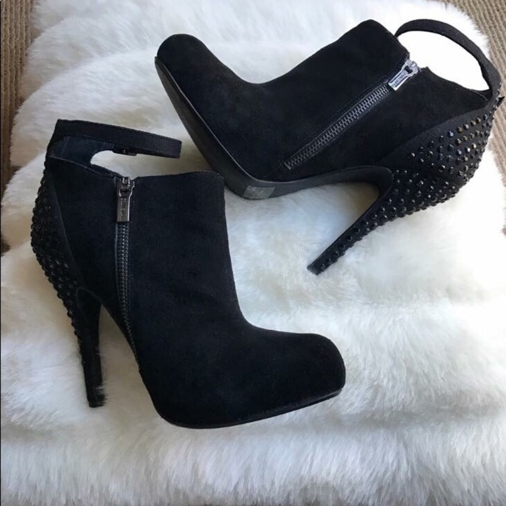 7.5 Collin Stuart suede ankle boots - jeweled heel